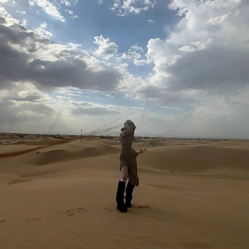 Ancient Tribal Dune Culture Wasteland Punk Vintage Hoodie Split Ruffle Dress - Image 18