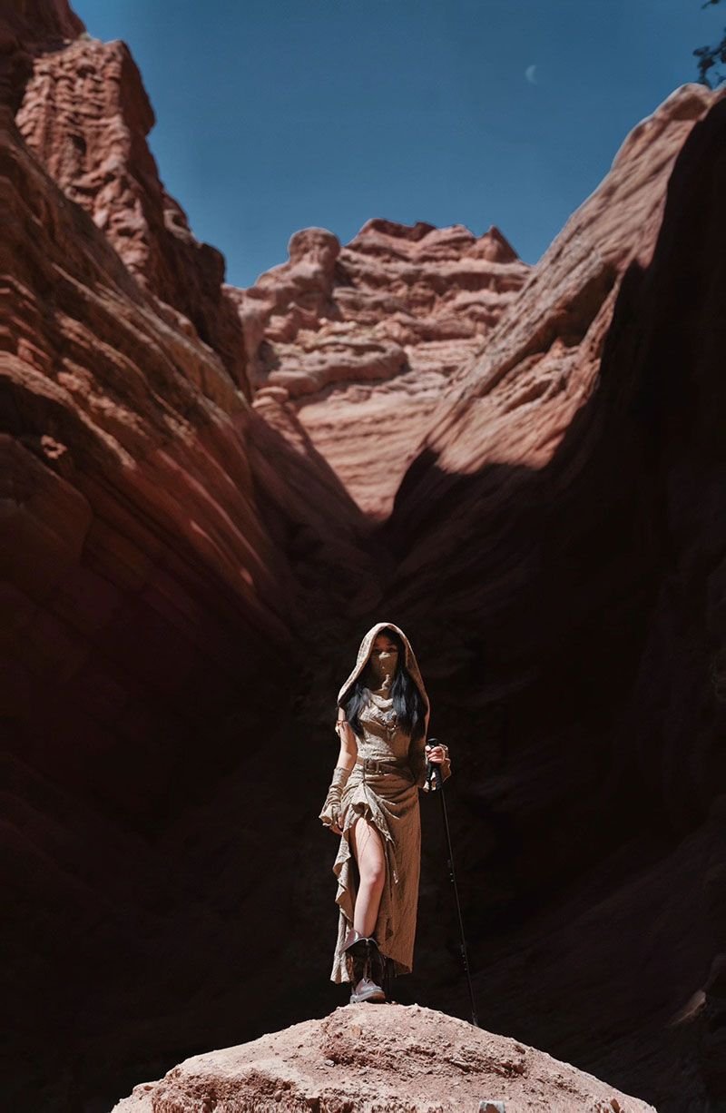 Ancient Tribal Dune Culture Wasteland Punk Vintage Hoodie Split Ruffle Dress - Image 20