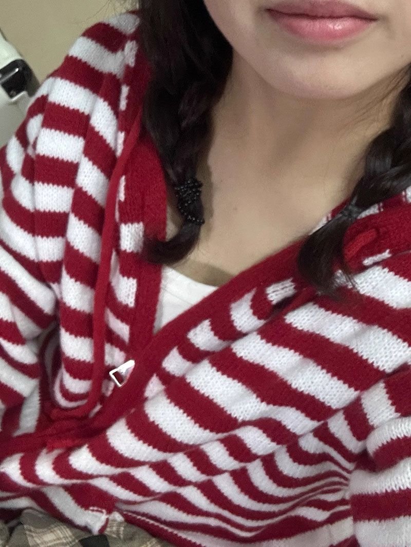 Candy Colorblock Multi Stripes Zipper Cardigan With Hood - Image 11