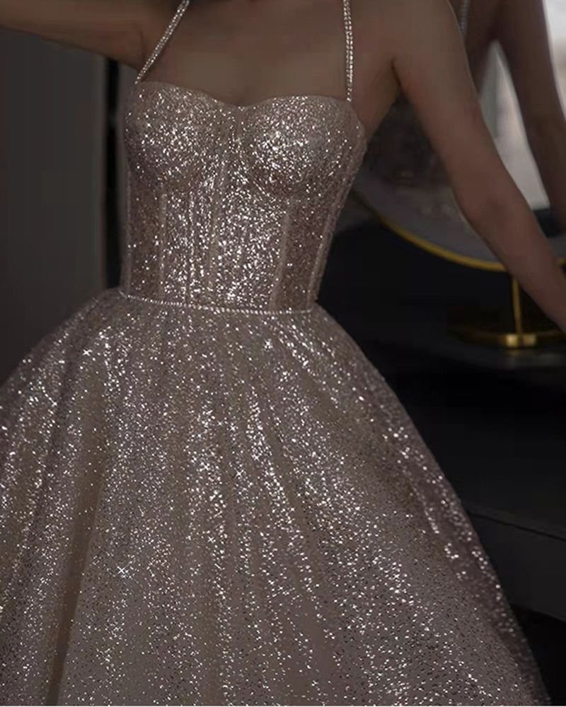 Shiny Sparkling Bustier Corset Bodice Gown Dress - Image 3