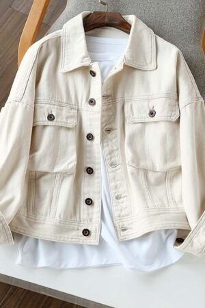 Oversized Boyfriend Cool Big Pockets Button Up  Shirt Jacket Womens