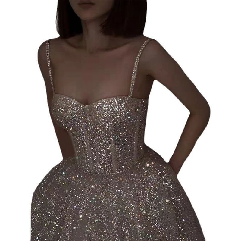 Shiny Sparkling Bustier Corset Bodice Gown Dress - Image 21