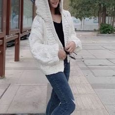 Oversize Braided Chunky Sweater Hoodie Knitted Cardigan Jacket Sweater - Image 20