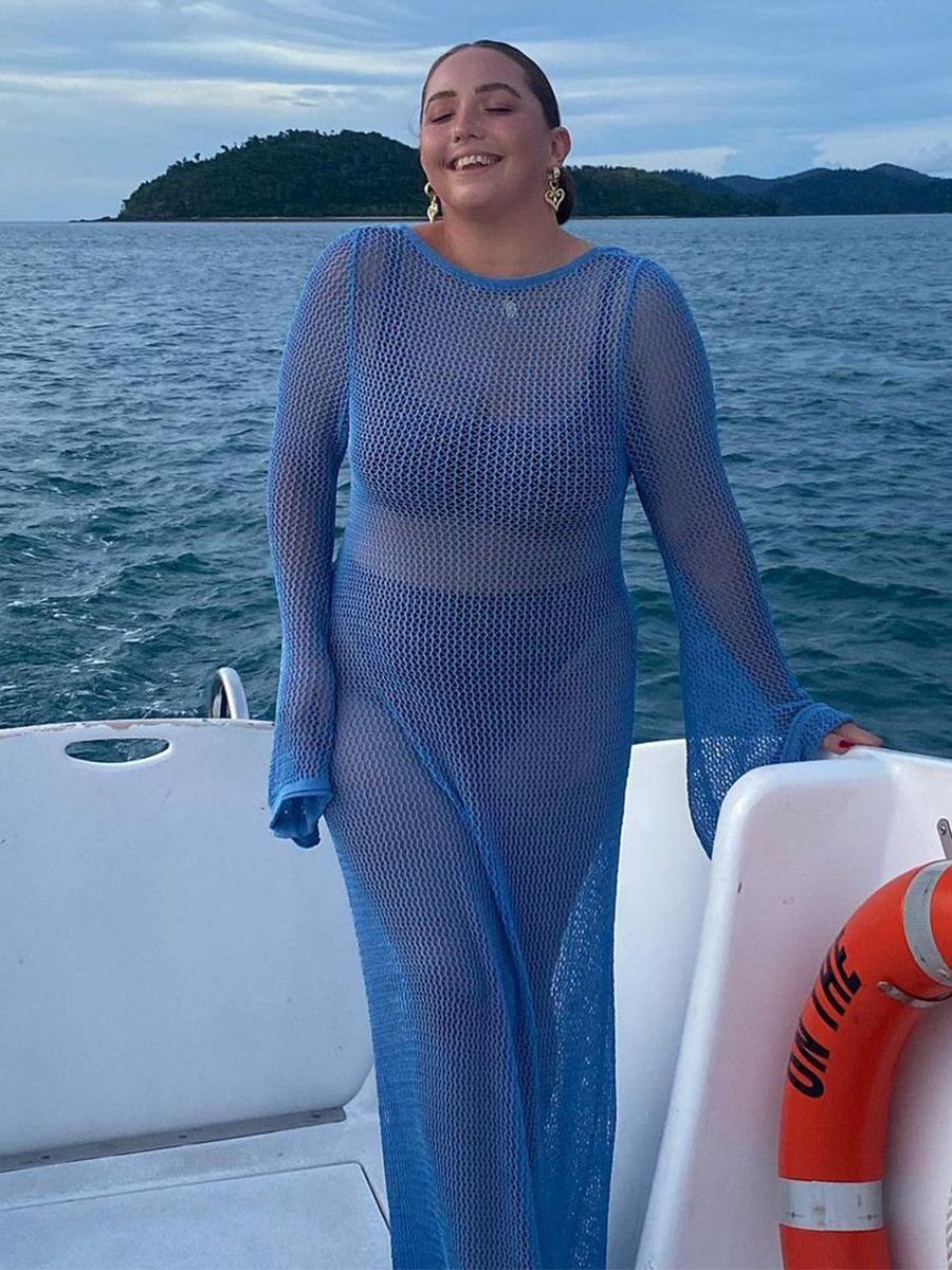 Sheer Crochet Knitted Long Swimsuit Cover Ups Maxi Beach Dress - Image 37