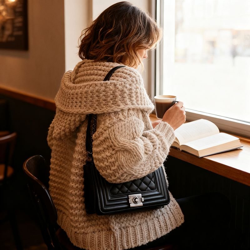 Oversize Braided Chunky Sweater Hoodie Knitted Cardigan Jacket Sweater - Image 5