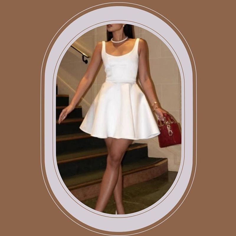 Princess A-line Short Mini Cocktail White Party Dress - Image 7