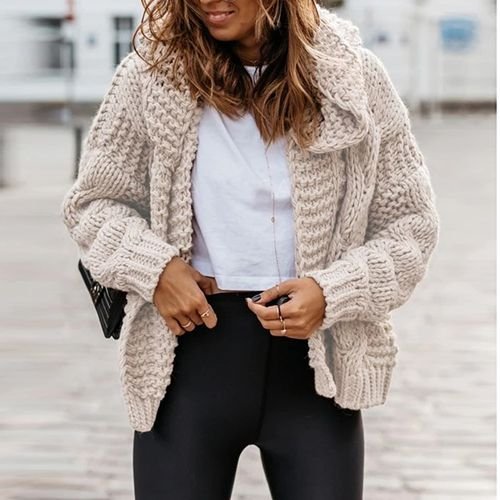 Oversize Braided Chunky Sweater Hoodie Knitted Cardigan Jacket Sweater - Image 2