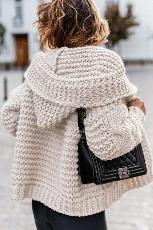 Oversize Braided Chunky Sweater Hoodie Knitted Cardigan Jacket Sweater - Image 4