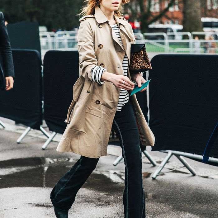 Classic Double Breasted Turtle Neck Women's Beige Trench Coat - Image 12