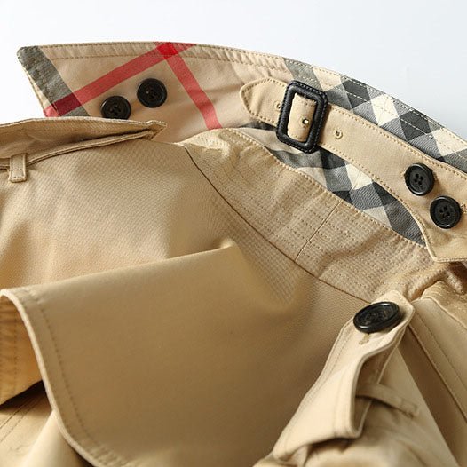 Classic Double Breasted Turtle Neck Women's Beige Trench Coat - Image 20