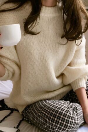 Trendy Comfy Designer Oversize Knitted Crewneck Jumper Sweater