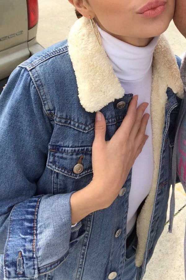 Oversized Fleece Fur Lined Denim Jacket with fur - Image 8