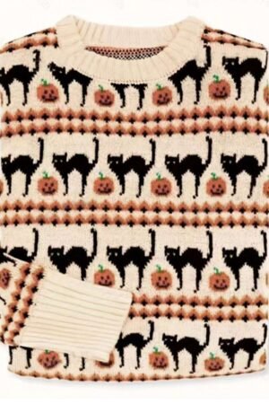 Retro Halloween Fall Pumpkin Chevron Sweater