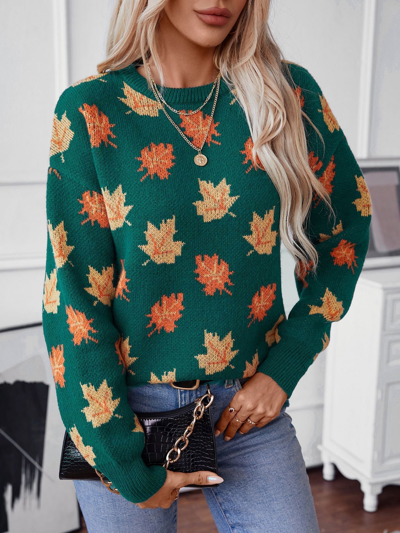 Maple Knitted Oversized Crewneck Sweaters - Image 6