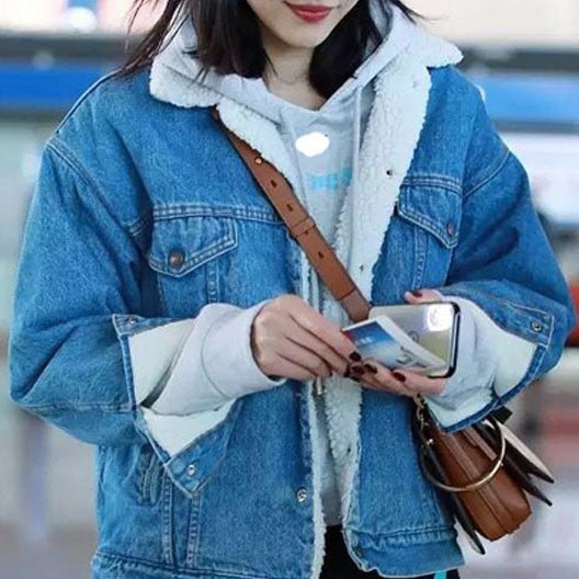 Oversized Fleece Fur Lined Denim Jacket with fur - Image 17
